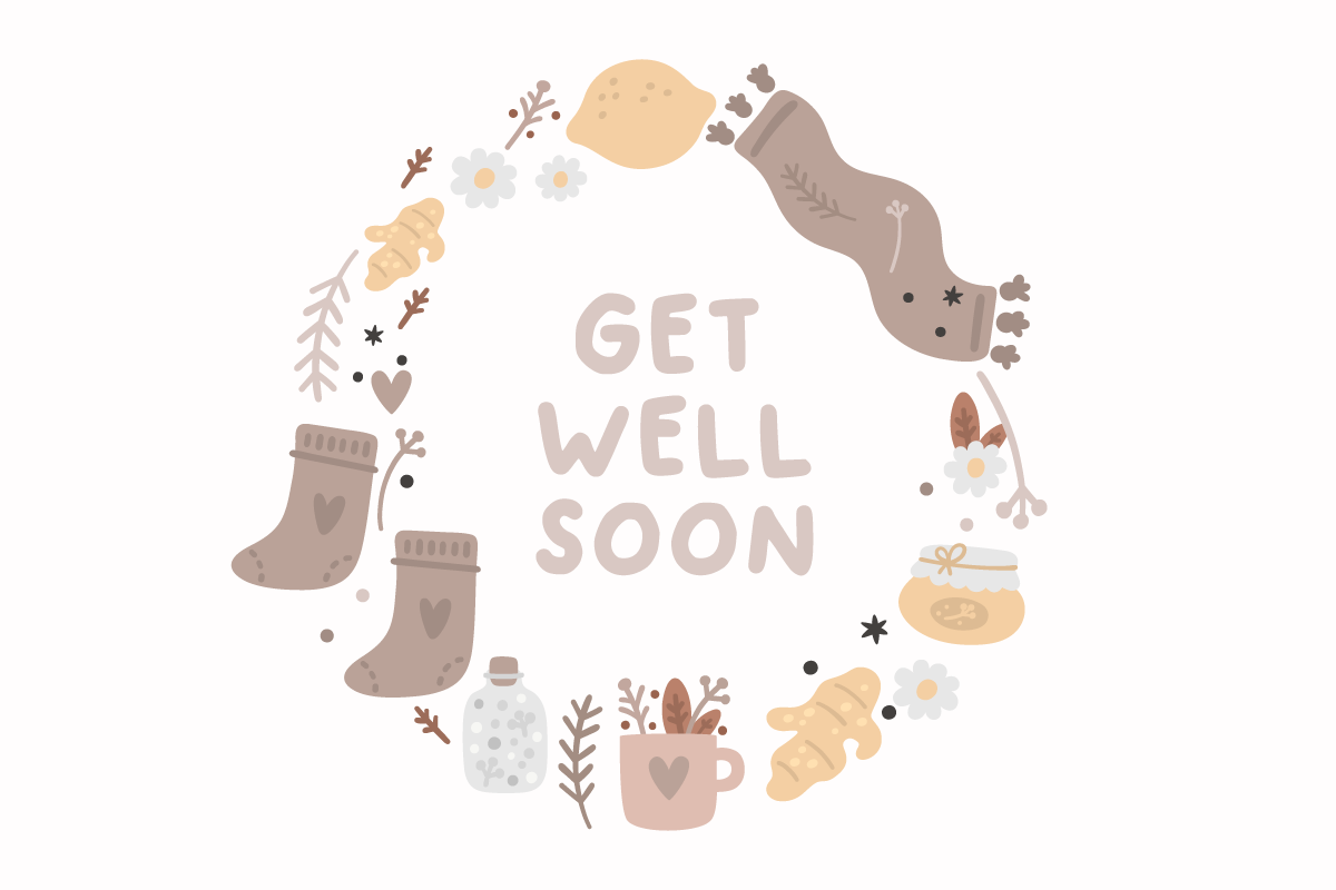 circles and get well soon text